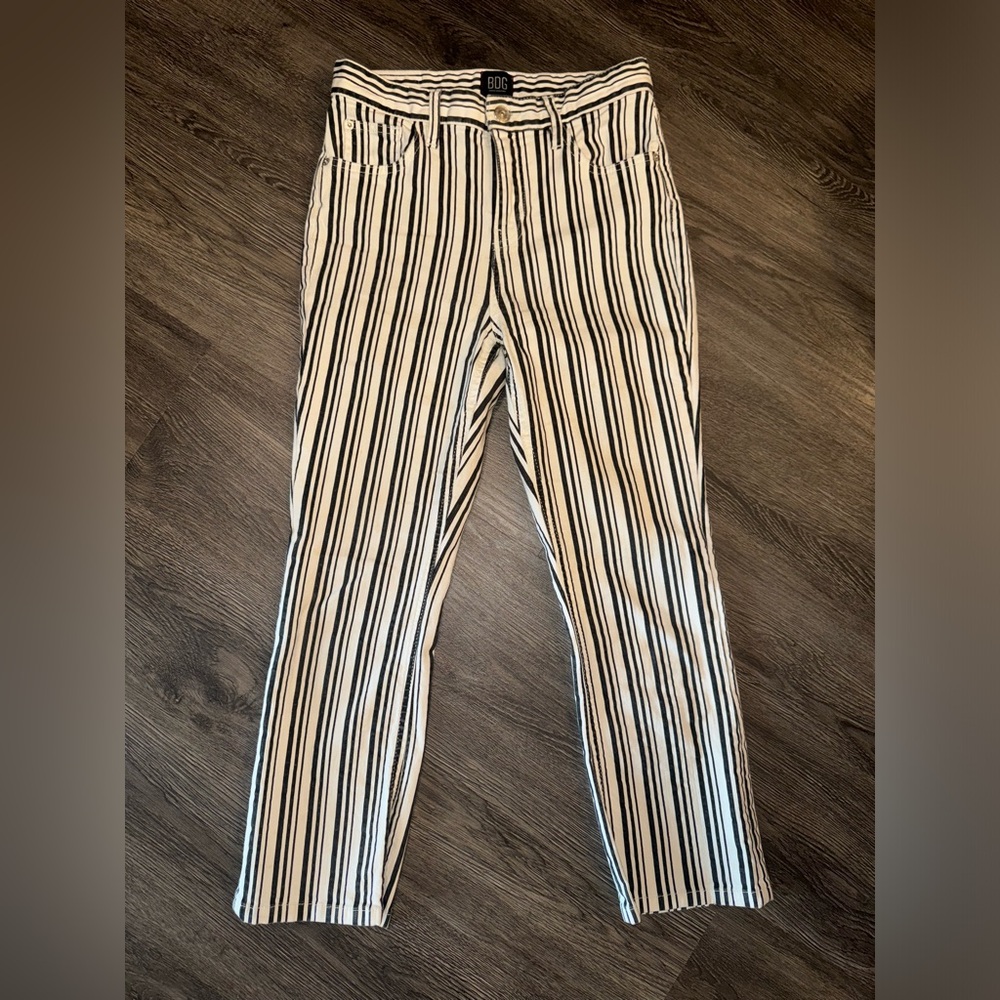 BDG Monochrome Striped Cropped Denim Pants